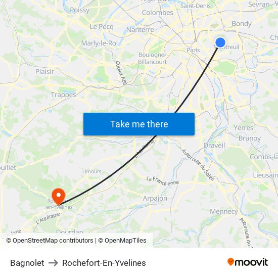 Bagnolet to Rochefort-En-Yvelines map