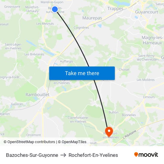 Bazoches-Sur-Guyonne to Rochefort-En-Yvelines map