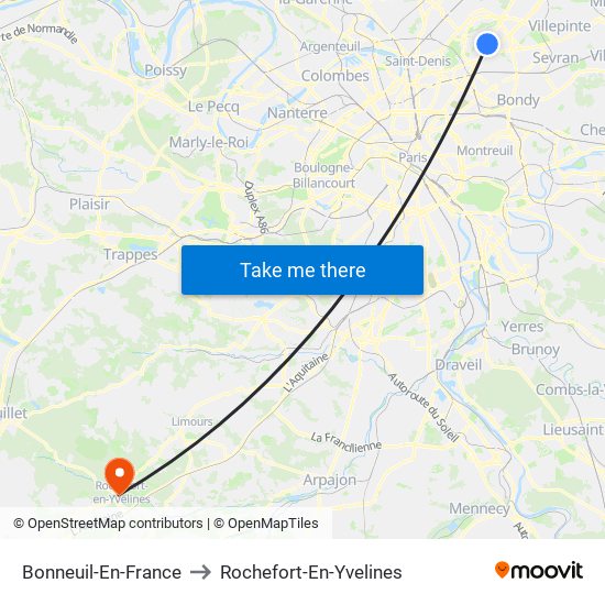Bonneuil-En-France to Rochefort-En-Yvelines map