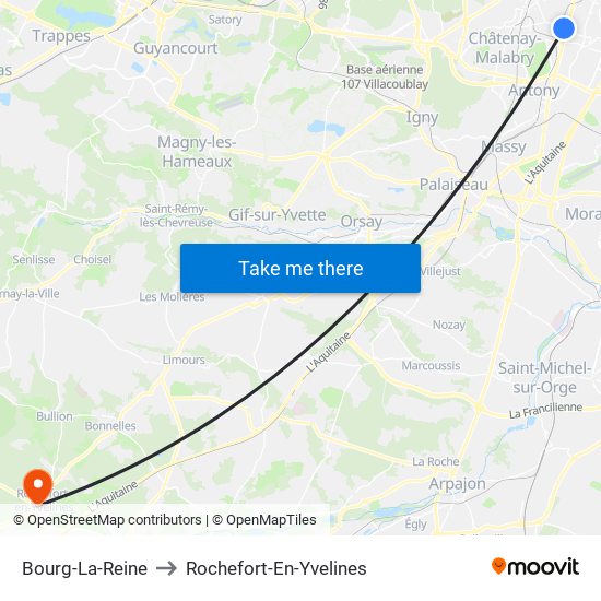 Bourg-La-Reine to Rochefort-En-Yvelines map