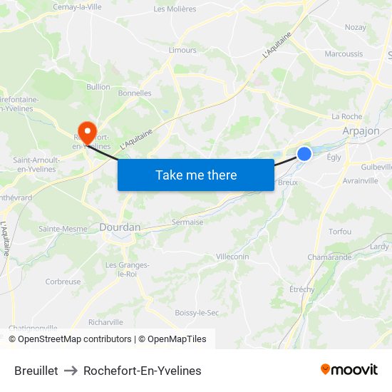 Breuillet to Rochefort-En-Yvelines map
