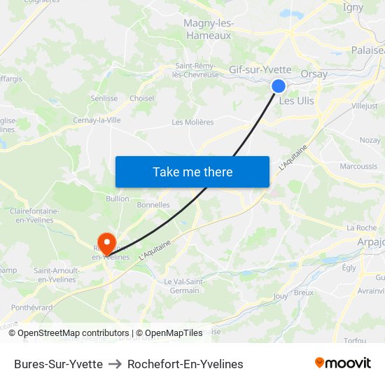 Bures-Sur-Yvette to Rochefort-En-Yvelines map
