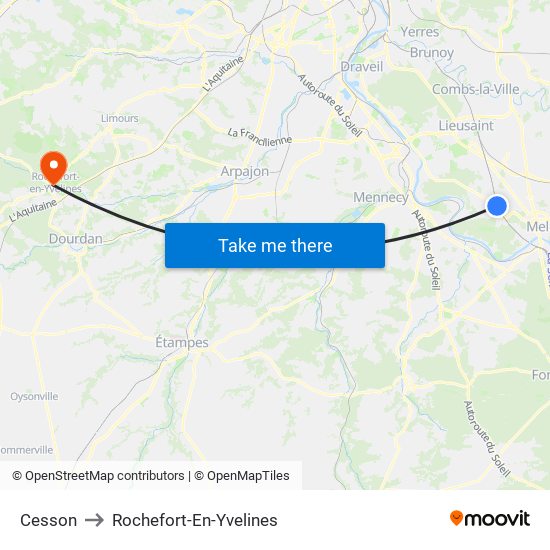 Cesson to Rochefort-En-Yvelines map