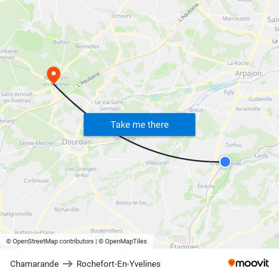 Chamarande to Rochefort-En-Yvelines map