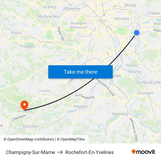 Champigny-Sur-Marne to Rochefort-En-Yvelines map