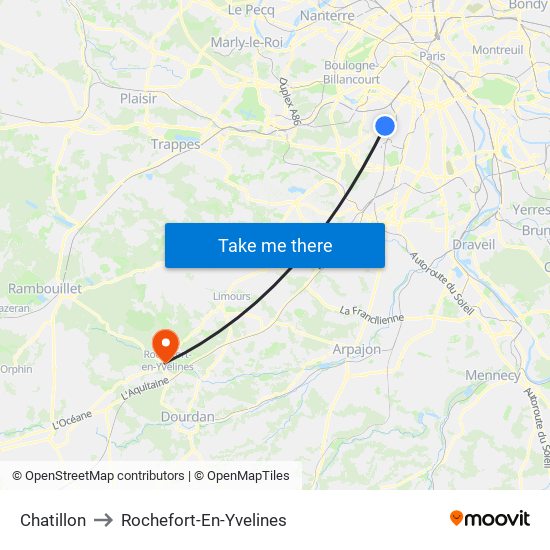 Chatillon to Rochefort-En-Yvelines map