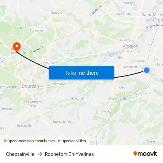 Cheptainville to Rochefort-En-Yvelines map