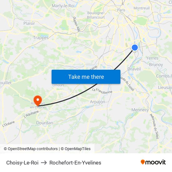 Choisy-Le-Roi to Rochefort-En-Yvelines map