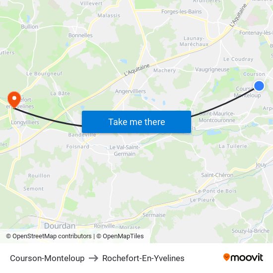Courson-Monteloup to Rochefort-En-Yvelines map