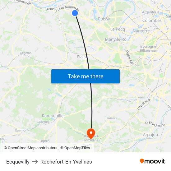 Ecquevilly to Rochefort-En-Yvelines map