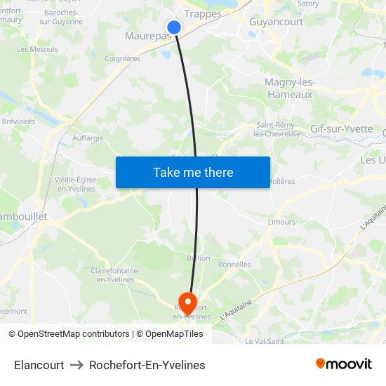 Elancourt to Rochefort-En-Yvelines map