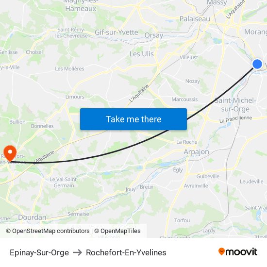 Epinay-Sur-Orge to Rochefort-En-Yvelines map