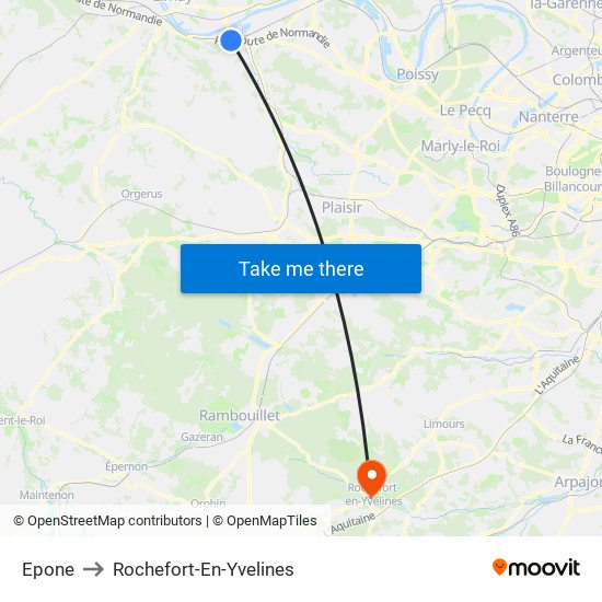 Epone to Rochefort-En-Yvelines map