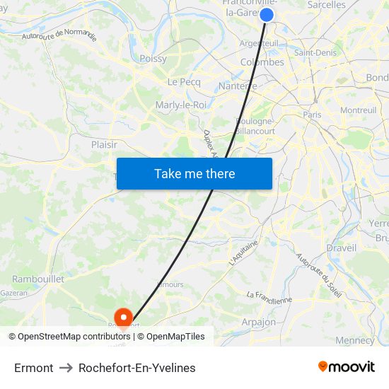 Ermont to Rochefort-En-Yvelines map