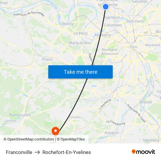 Franconville to Rochefort-En-Yvelines map