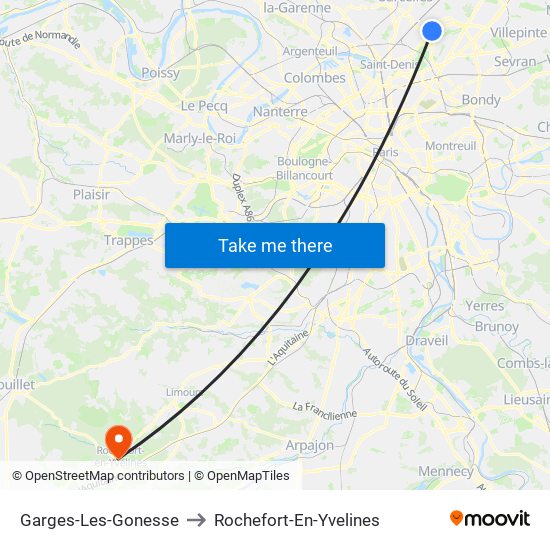 Garges-Les-Gonesse to Rochefort-En-Yvelines map