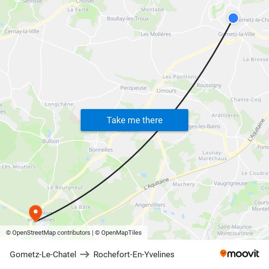 Gometz-Le-Chatel to Rochefort-En-Yvelines map
