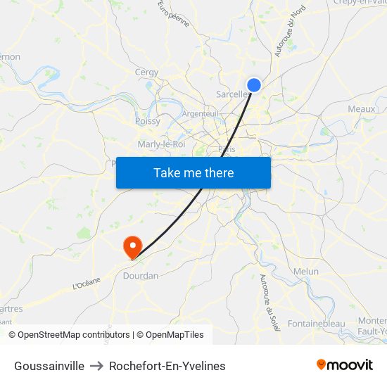 Goussainville to Rochefort-En-Yvelines map