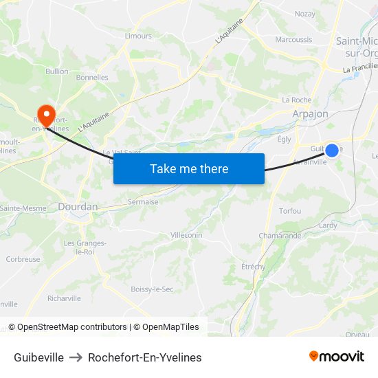 Guibeville to Rochefort-En-Yvelines map