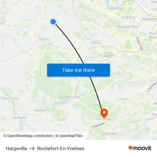 Hargeville to Rochefort-En-Yvelines map