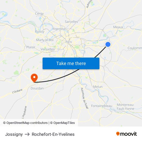Jossigny to Rochefort-En-Yvelines map