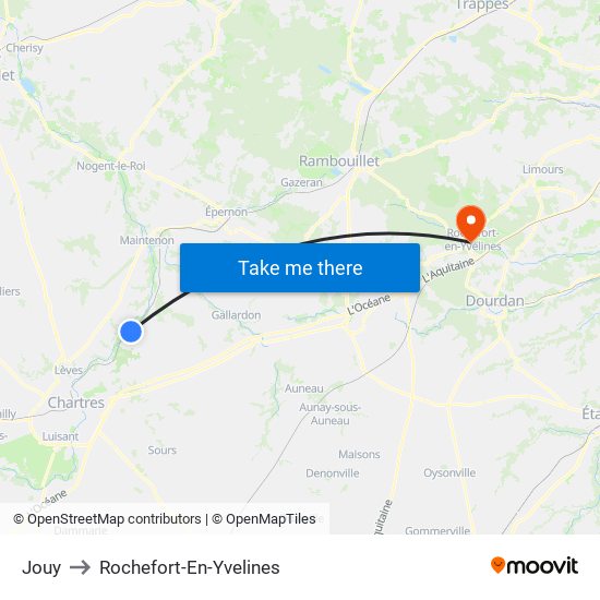 Jouy to Rochefort-En-Yvelines map