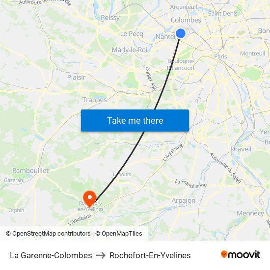 La Garenne-Colombes to Rochefort-En-Yvelines map
