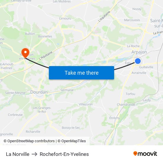 La Norville to Rochefort-En-Yvelines map