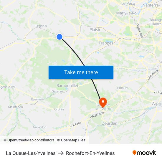 La Queue-Les-Yvelines to Rochefort-En-Yvelines map