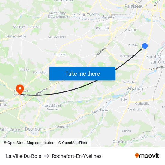 La Ville-Du-Bois to Rochefort-En-Yvelines map