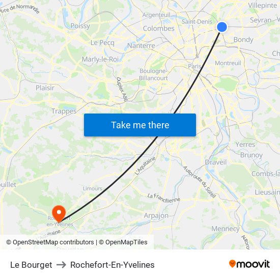 Le Bourget to Rochefort-En-Yvelines map