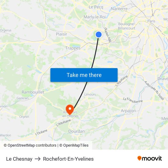 Le Chesnay to Rochefort-En-Yvelines map