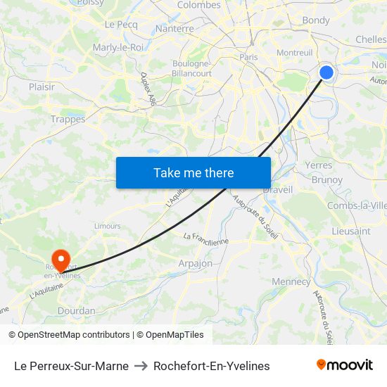 Le Perreux-Sur-Marne to Rochefort-En-Yvelines map