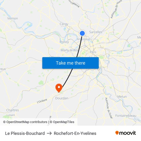 Le Plessis-Bouchard to Rochefort-En-Yvelines map