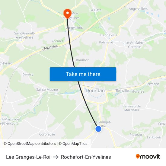 Les Granges-Le-Roi to Rochefort-En-Yvelines map