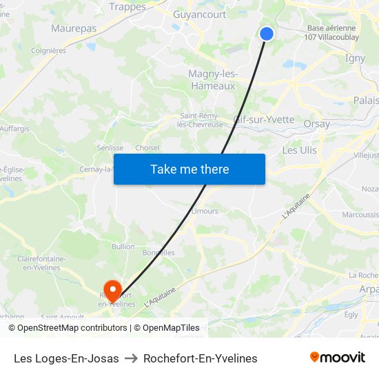 Les Loges-En-Josas to Rochefort-En-Yvelines map