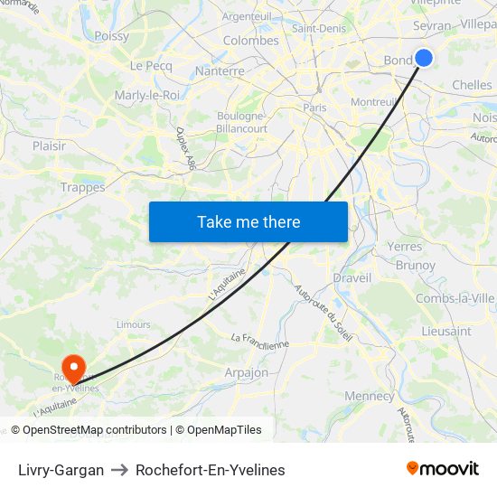 Livry-Gargan to Rochefort-En-Yvelines map