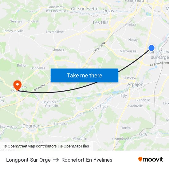 Longpont-Sur-Orge to Rochefort-En-Yvelines map