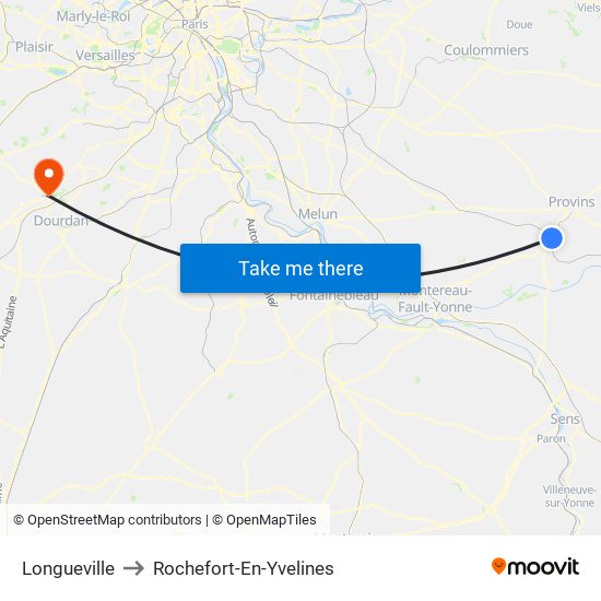 Longueville to Rochefort-En-Yvelines map