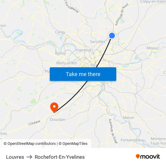 Louvres to Rochefort-En-Yvelines map