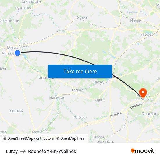 Luray to Rochefort-En-Yvelines map