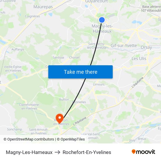 Magny-Les-Hameaux to Rochefort-En-Yvelines map