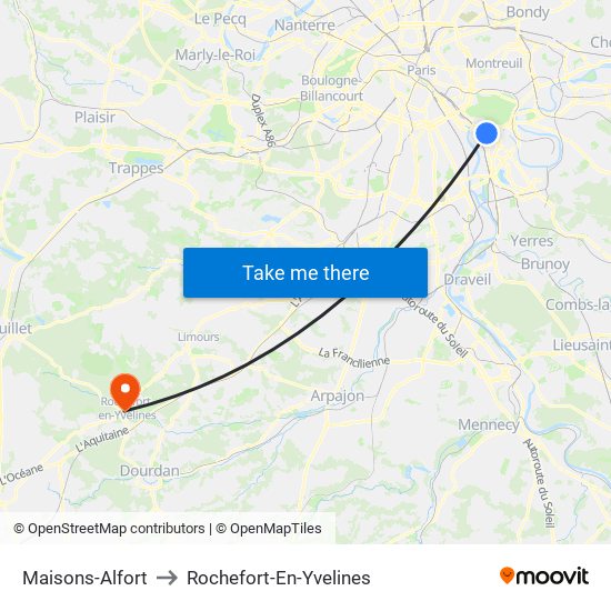 Maisons-Alfort to Rochefort-En-Yvelines map