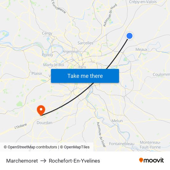 Marchemoret to Rochefort-En-Yvelines map