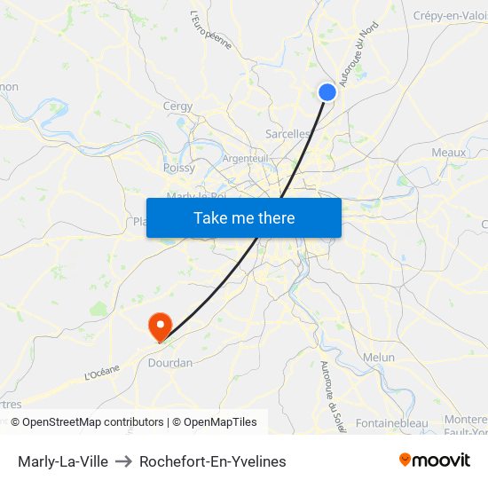 Marly-La-Ville to Rochefort-En-Yvelines map