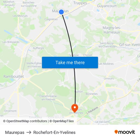 Maurepas to Rochefort-En-Yvelines map