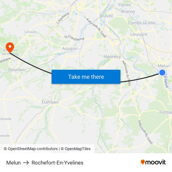 Melun to Rochefort-En-Yvelines map