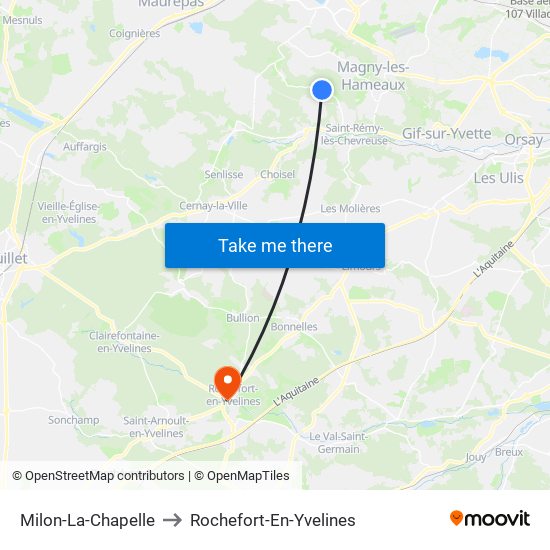 Milon-La-Chapelle to Rochefort-En-Yvelines map