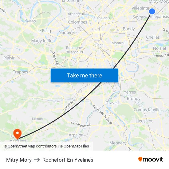 Mitry-Mory to Rochefort-En-Yvelines map