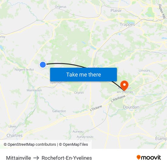 Mittainville to Rochefort-En-Yvelines map